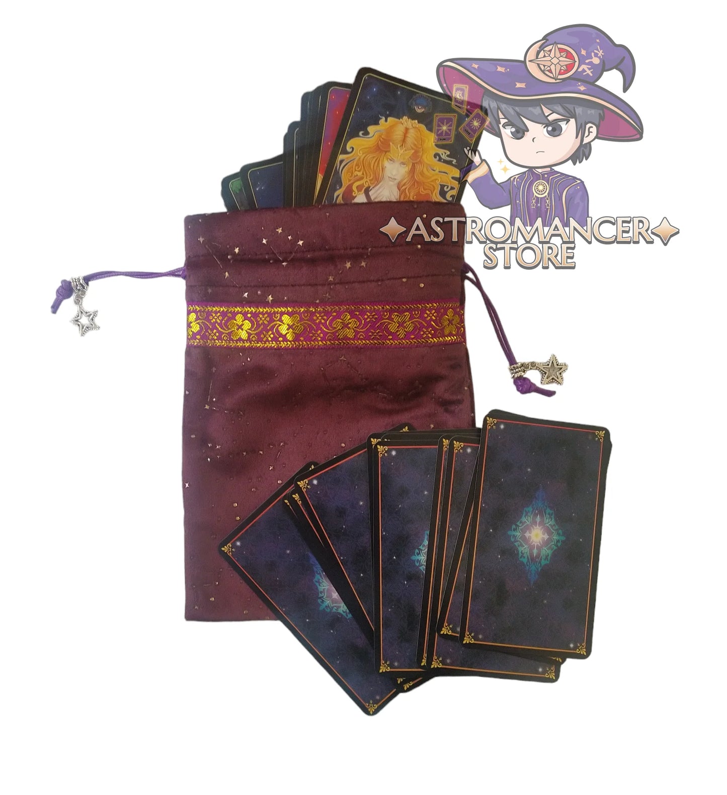 Bolsa Contenedora Para Tarot Diseño Luna estrellas y constelaciones