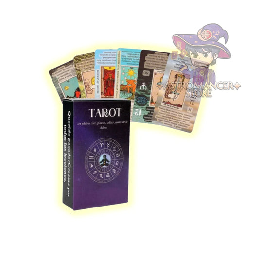 Pack esotérico 2 Tarot con significados español, dados astrológicos, bolsa y mantel negro