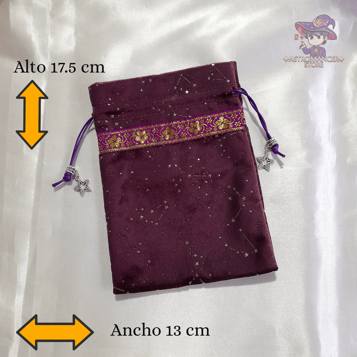 Bolsa Contenedora Para Tarot Diseño Luna estrellas y constelaciones