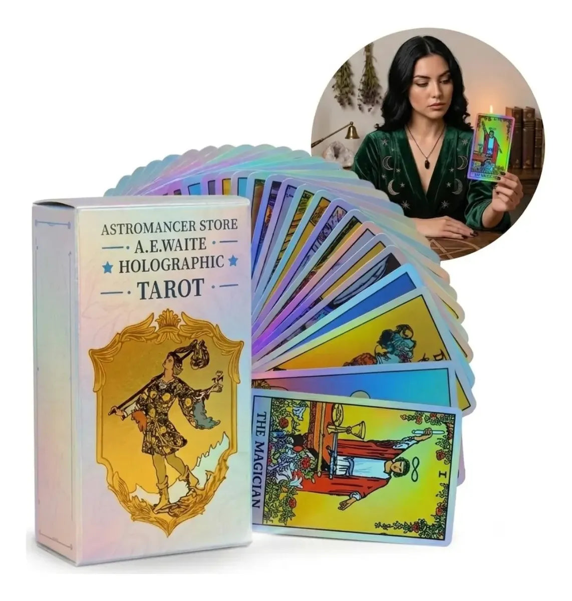 Tarot Rider Waite Holografico Premium 78 Cartas