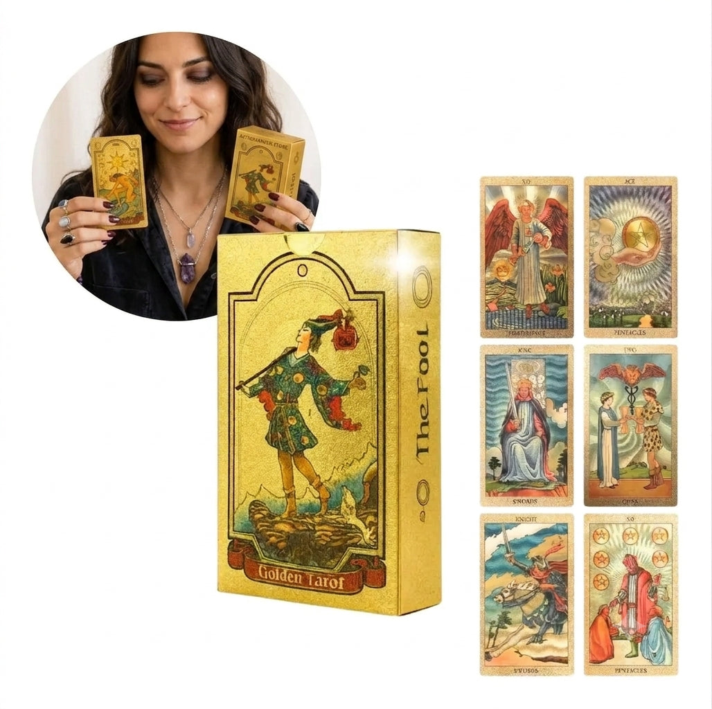 Mazo Tarot Rider Waite Dorado Premium De Lujo Con 78 Cartas