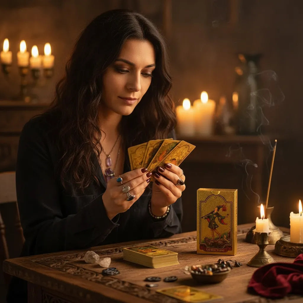 Mazo Tarot Rider Waite Dorado Premium De Lujo Con 78 Cartas