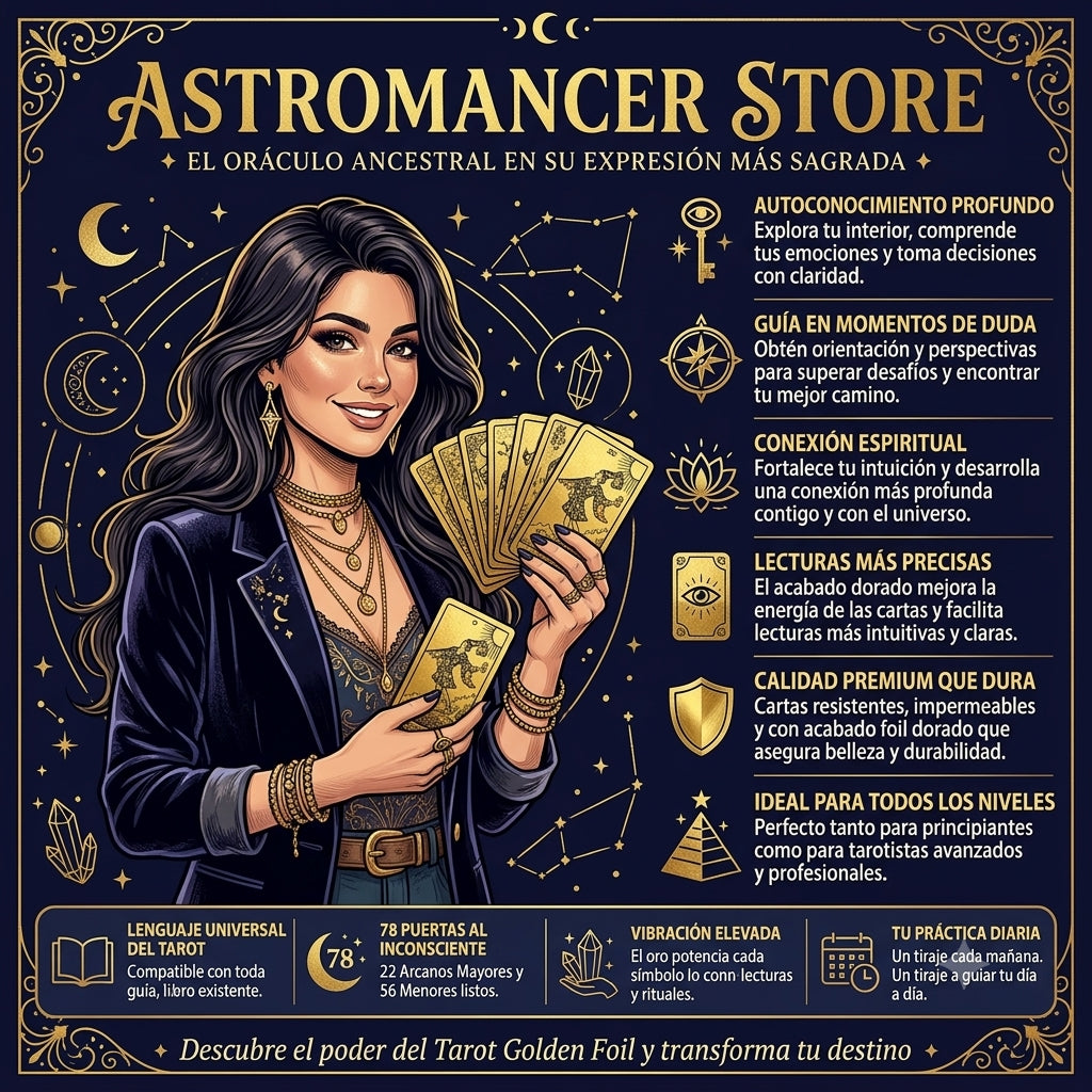 Mazo Tarot Rider Waite Dorado Premium De Lujo Con 78 Cartas