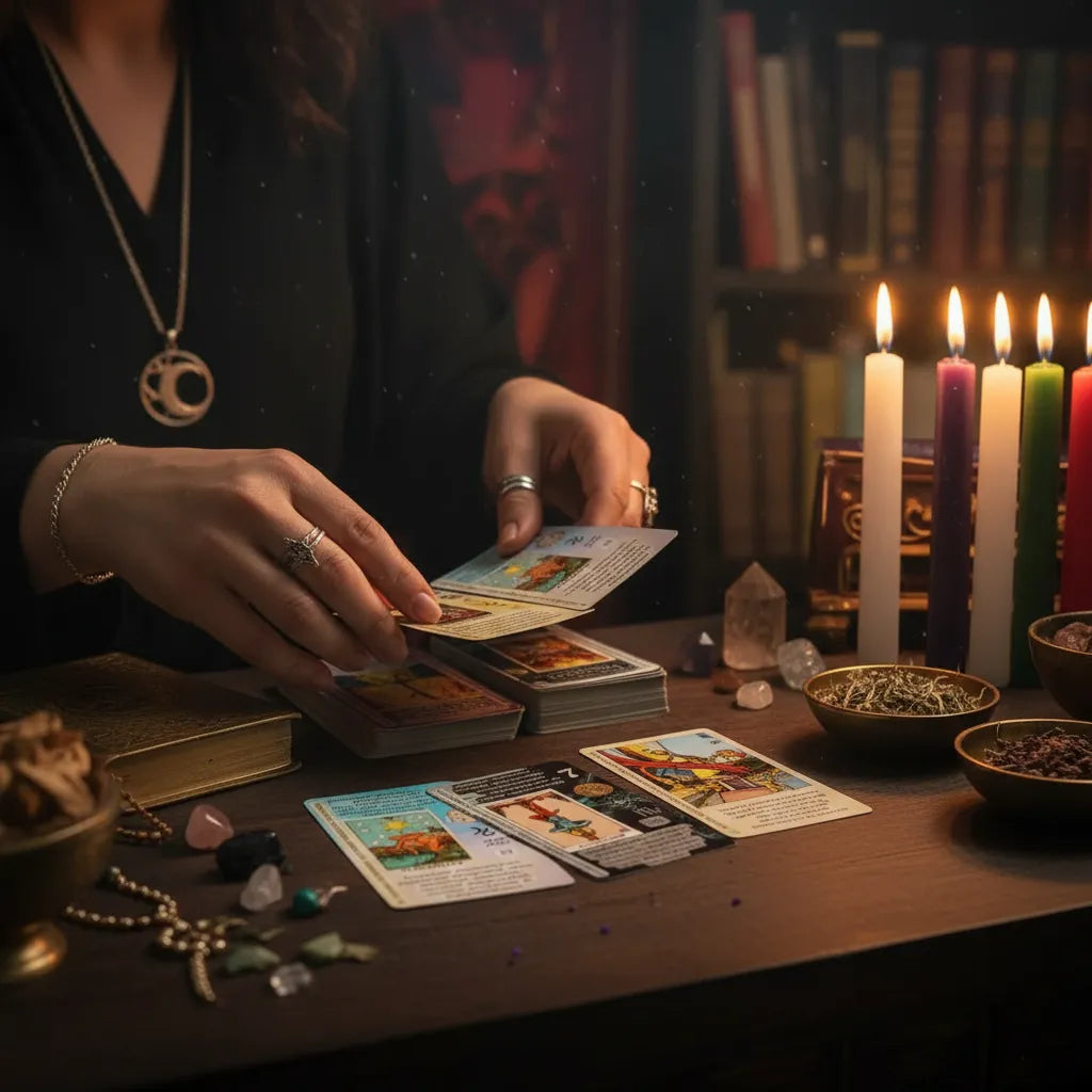 Kit Tarot Rider Waite Español Descripciones + 10 velas Colores